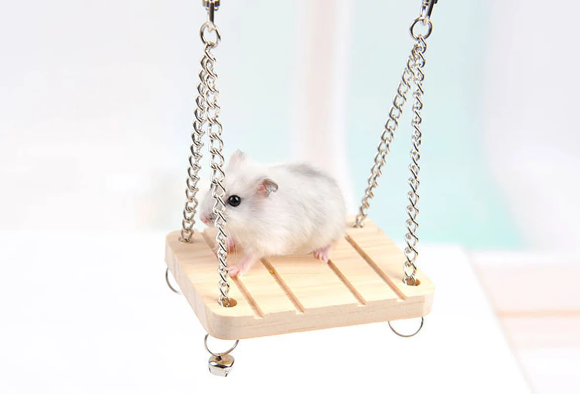 

2019 New Creative Pet Birds Hamster Chinchilla Wooden Hammock Small Pets Hanging Bed Cage Small Swing Toys