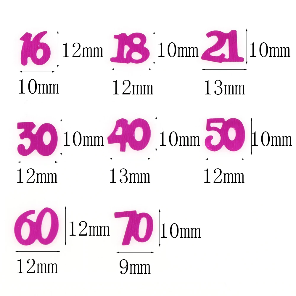 15 г цифровые цифры 16 18 30 40 50 60 конфетти с днем рождения номерам Разбрасыватели конфетти для стола украшения посыпать металлик