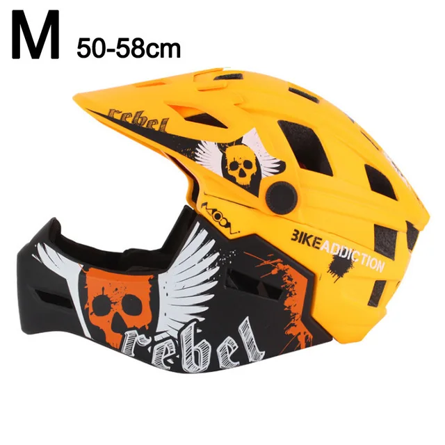 Kids Full Face Bicycle Helmet Detachable Chin Guard Mountain/Road Cycling Helmet Skateboard