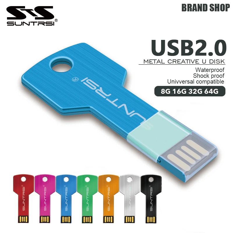 Suntrsi USB флешка 2 0 128 Гб 64 Флешка реальная емкость 32 металлическая высокоскоростная
