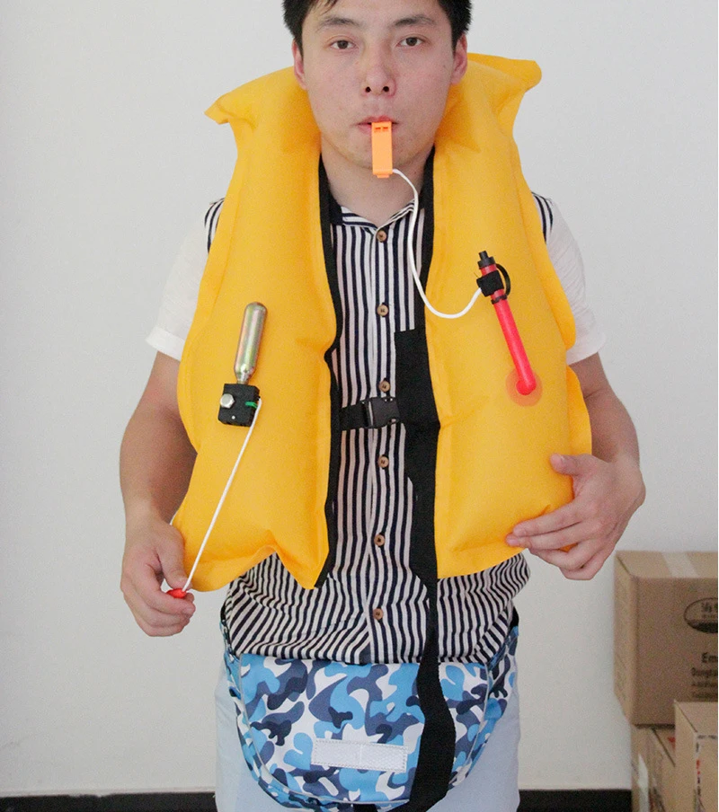 Поясная Сумка Автоматический надувной плавательный спасательный жилет Профессиональный Рыбалка спасательный водный жилет спортивный со свистком плавающая куртка