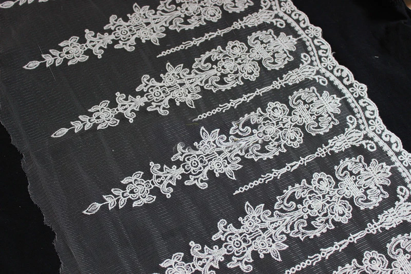 

10 yard 30cm 11.8" wide ivory tulle mesh gauze fabric embroidered tapes lace trim ribbon 1130396QL4K32