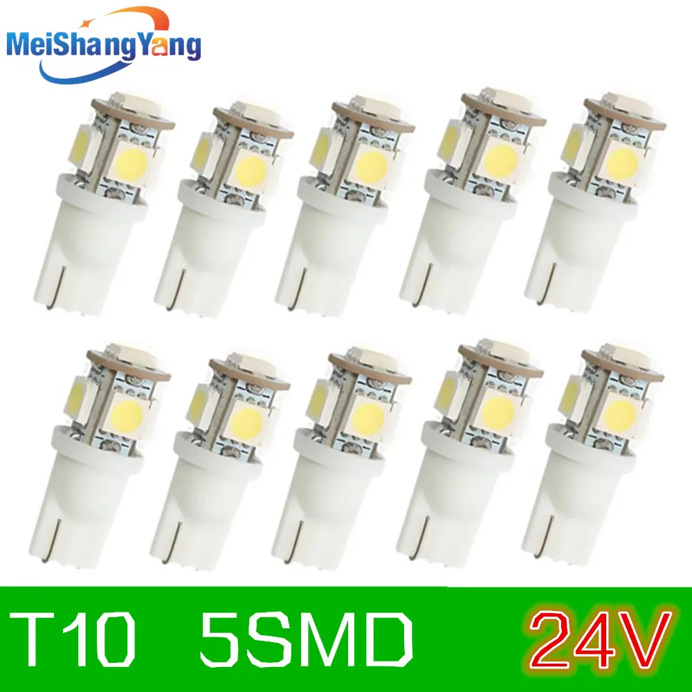 10 шт. T10 DC 24V 5 SMD 5050 LED MAKER DEMO 194 168 w5w интерьерный клиновидный белый свет 6000K лампы для