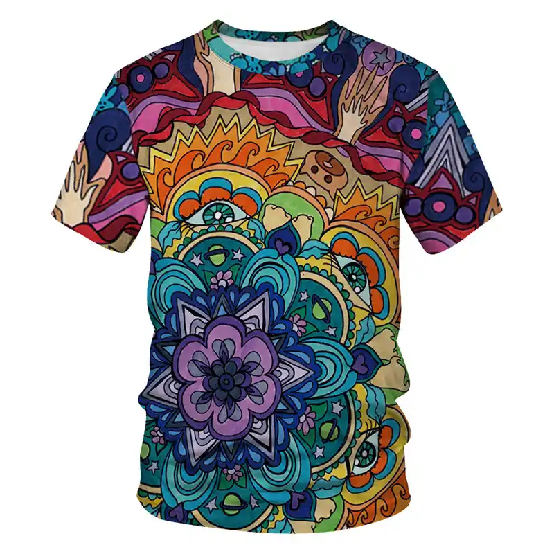 Mandalas Coloring Harajuku T Shirt Indian Patterns Vintage Mysterious Floral Women Summer Tops Unisex Men S Streetwear Plus Size Aliexpress