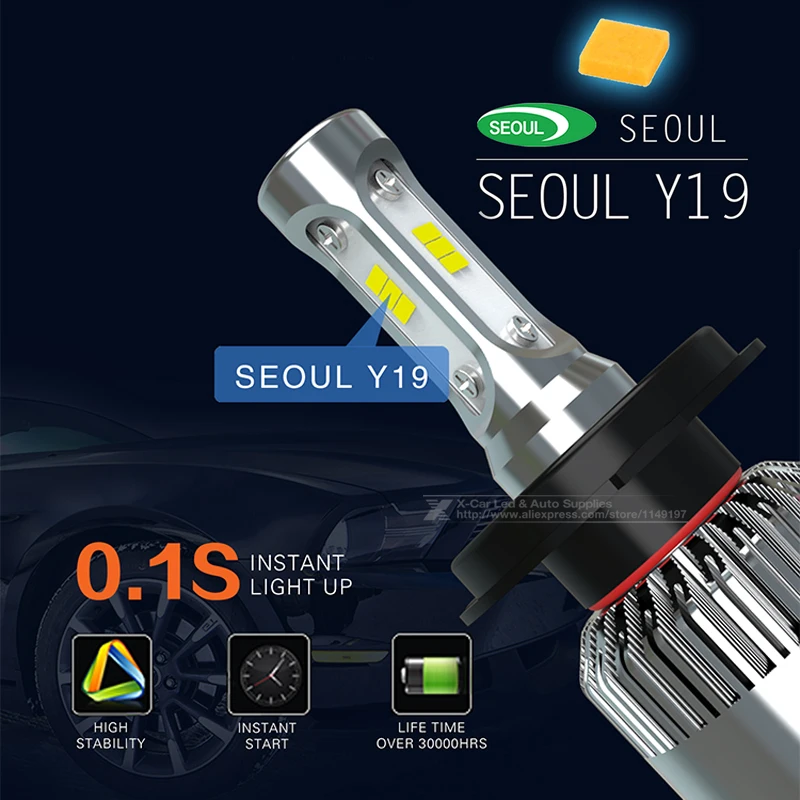 2pcs LED Ampoules de Phare de Voiture - H4/HB2/9003 - 80w 7000Lm