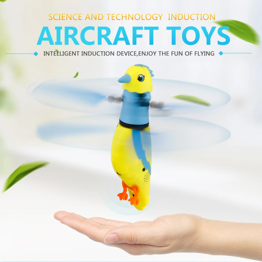 Flying Parrot Singing Bird LED Electric Induction Flying Toys With