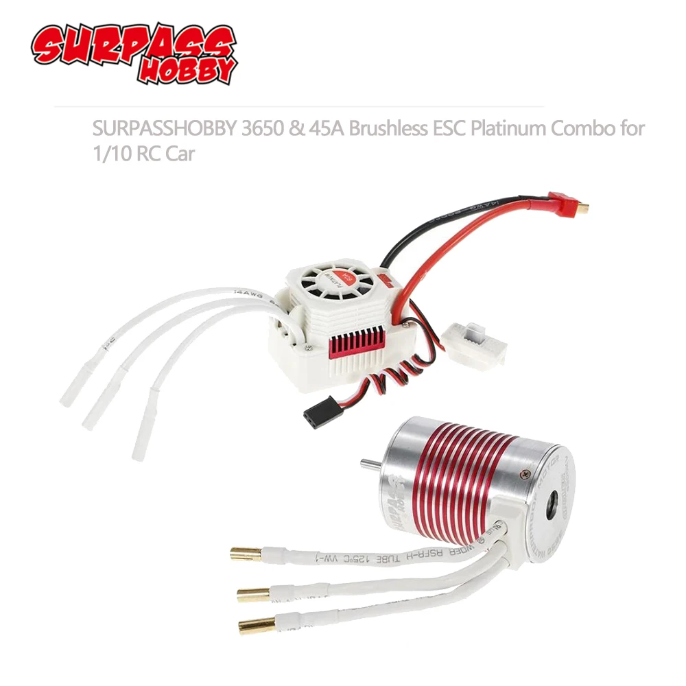 

SURPASSHOBBY Platinum Waterproof Series 3650 3100KV 3500KV 2300KV 4 Poles Senseless Brushless Motor 45A ESC for 1/10 RC Car Boat