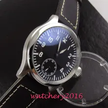 modisch 47mm Parnis polished case white marks black dial 6498 hand winding movement Men s Watch