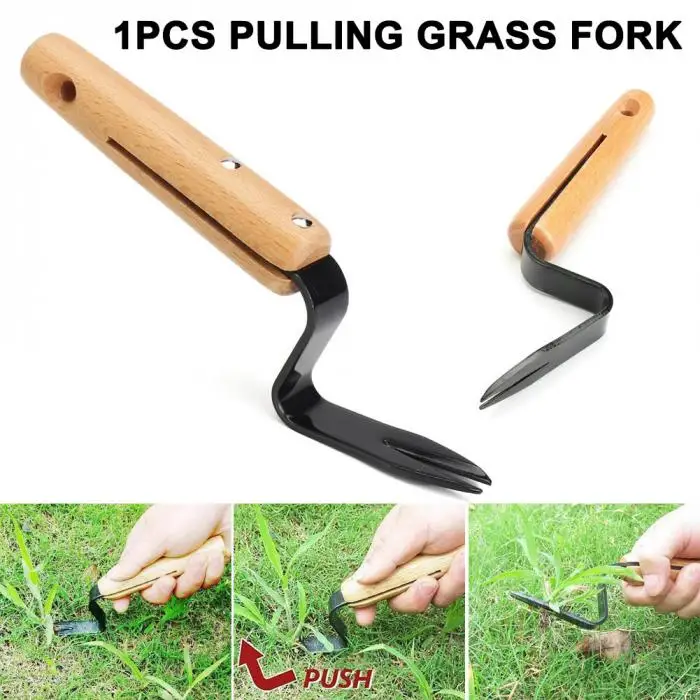 Forked Head Hand Weeder Puller Carbon Steel Weeds Shovel Garden Courtyard Trimming Tool BDF99