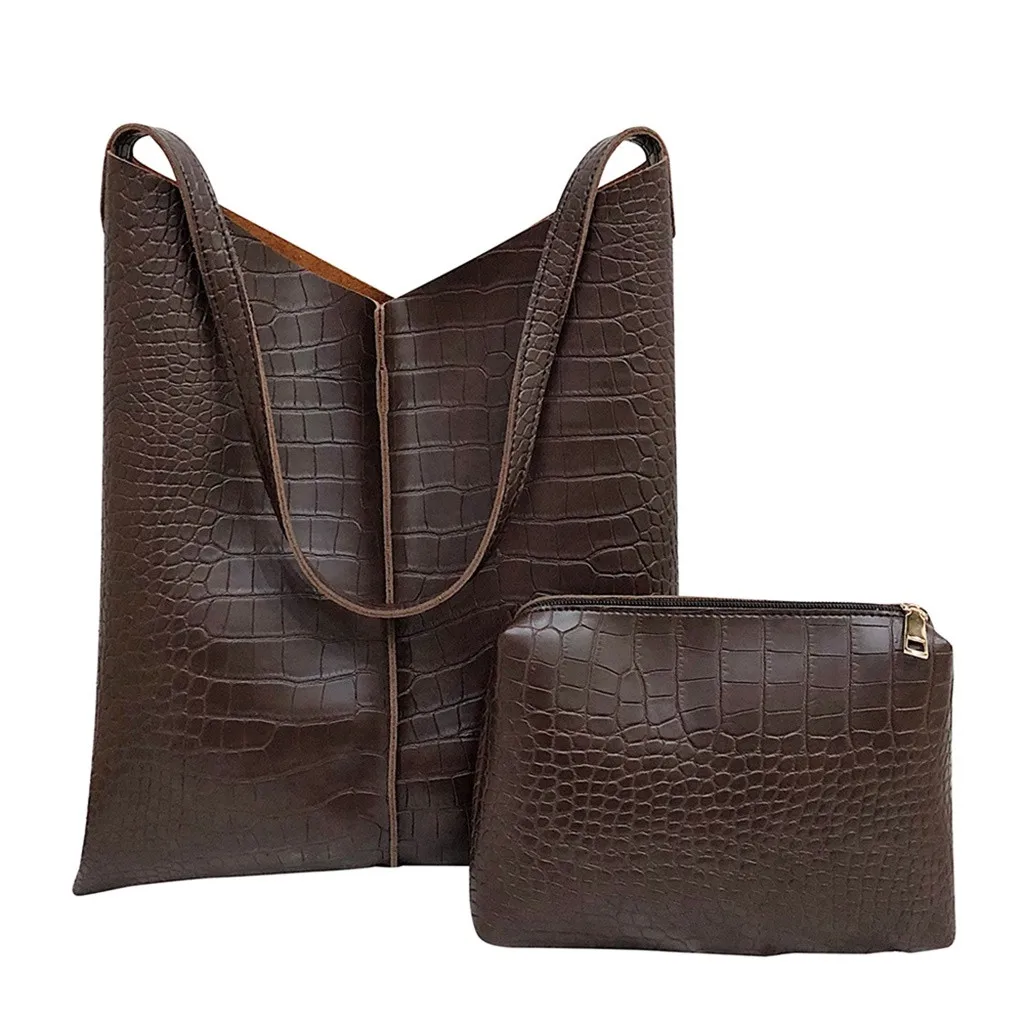Женские сумки в стиле ретро, комплекты из 2 предметов, Крокодиловая Кожа, сумка на плечо, вместительная сумка-мешок, клатч, роскошные женские сумки