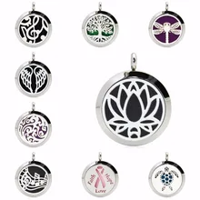 25 мм диффузор медальон ожерелье кулон цветок лотоса Древо жизни из нержавеющей стали эфирное масло аромат духи медальон 10 шт. колодки