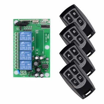 

AC 85V~250V 110V 220V 4CH Wireless Remote Control System / Radio Switch Remote Switch Learning Code Receiver + 4PCS Transmitter