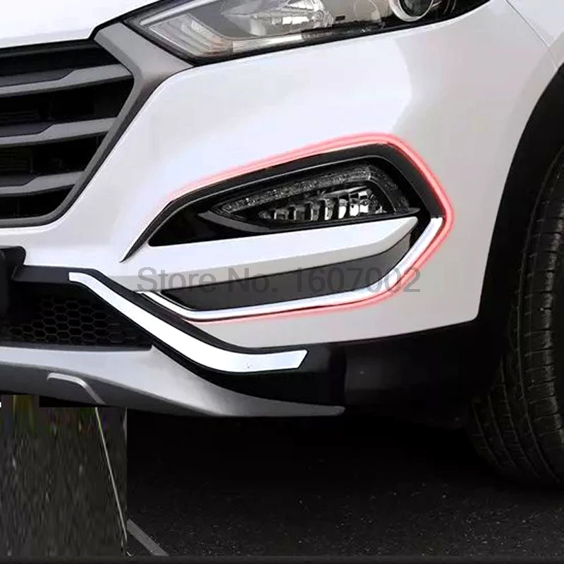 For Hyundai Tucson 2016 2017 2pcs Chrome Car Front Foglight Lamp Shade Cover Protectors Molding Trim Exterior Accessories