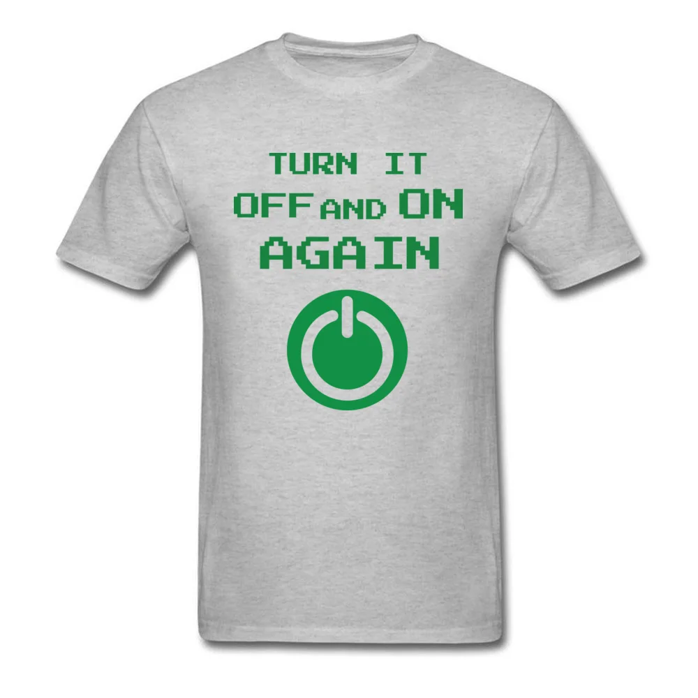 Brand Printed Casual Short Sleeve T Shirts ostern Day Crewneck 100% Cotton Tops Tees for Men Tee Shirt Casual Wholesale Turn it Off and On Again grey