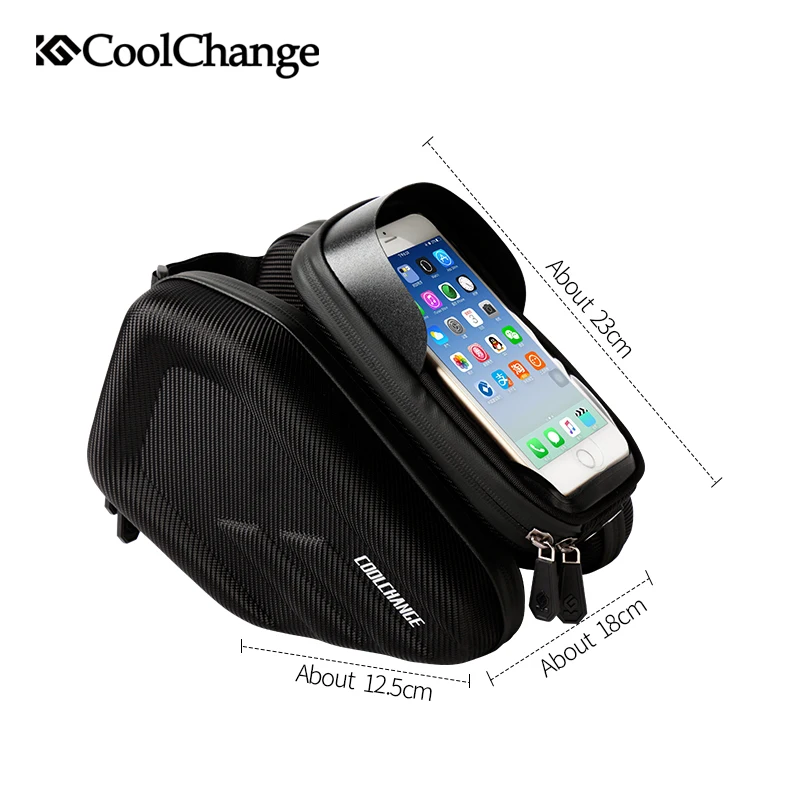 Best CoolChange Bicycle Bag Frame Front Head Top Tube Waterproof Cycling Bag Double IPouch 6.0 6.2 Inch Touch Screen Bike Accessories 5