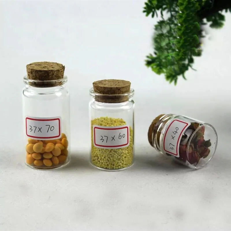 10pcs/lot 37*60mm 40ml Glass Bottles Vial Empty Sample Jars with Cork Stoppers for DIY Craft Container Decoration Transparent | Дом и сад