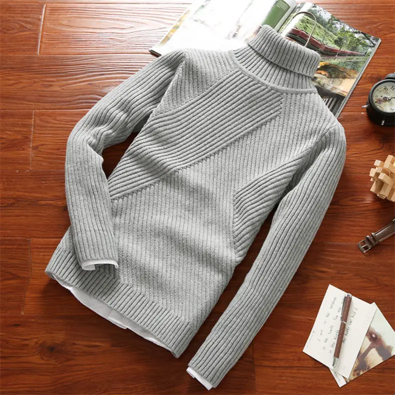 Heavy-Knit Sweater Men Pullover Thick Warm Turtleneck Sweater Thermal Underwear Wool Male Knitwear High Neck Plus size 4XL Brand 16