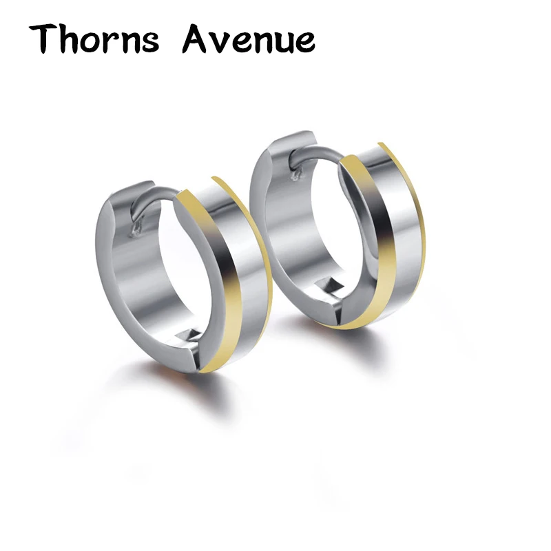 

1 Pair 2 Colors 4mm*9mm Small Hoop Earrings Men Stainless Steel Punk Hoop Earrings For Men Women Jewelry With A Blessing Bag