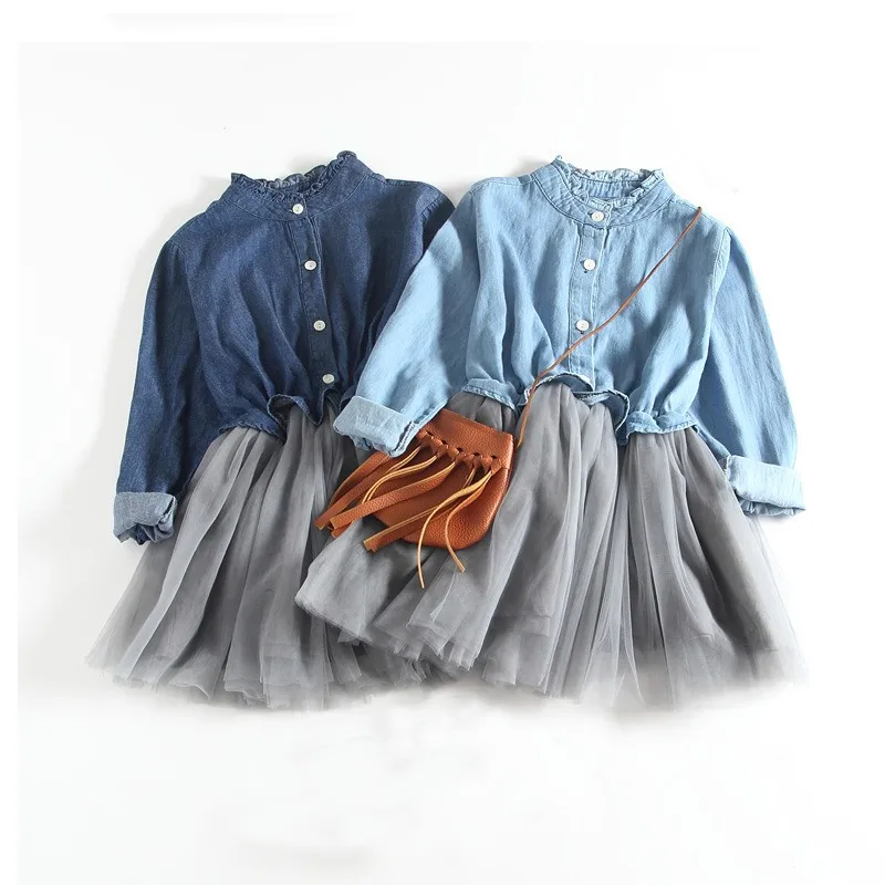 Платье для девочек Новинка года, осенне-весенние платья Одежда для детей Детские платья платье принцессы джинсовая одежда для девочек от 3 до 7 лет