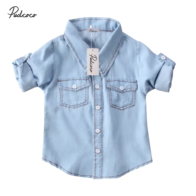 

Solid Kids Boys Denim T Shirt Long Sleeve Baby Girls T-Shirts Cotton Children's T-Shirt Tee Tops Boy Clothes