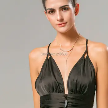 

YC Gold Choker Necklace Crystal POINT Lariat Necklace YCN59