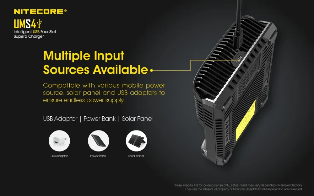 NITECORE UMS4 UMS2 SC4 интеллигентая(ый) быстрее зарядки превосходное Зарядное устройство с 4 слота Выход совместимый 18650 14450 16340 АА Батарея