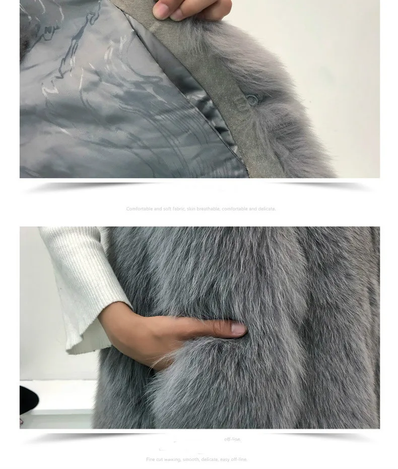 Натуральным лисьим мехом жилеты пальто женская одежда 2018 корейский Винтаж элегантные пальто осень-зима теплый жилет манто Femme Hiver ZL593