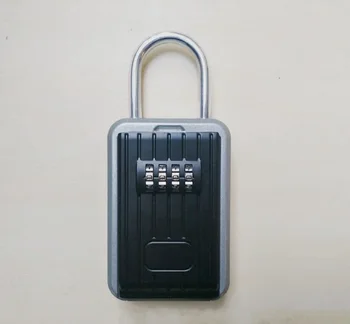 

Outdoor Key Safe Box Keys Storage Box Padlock Use Four Password Lock Alloy Material Keys Hook Security Boxes