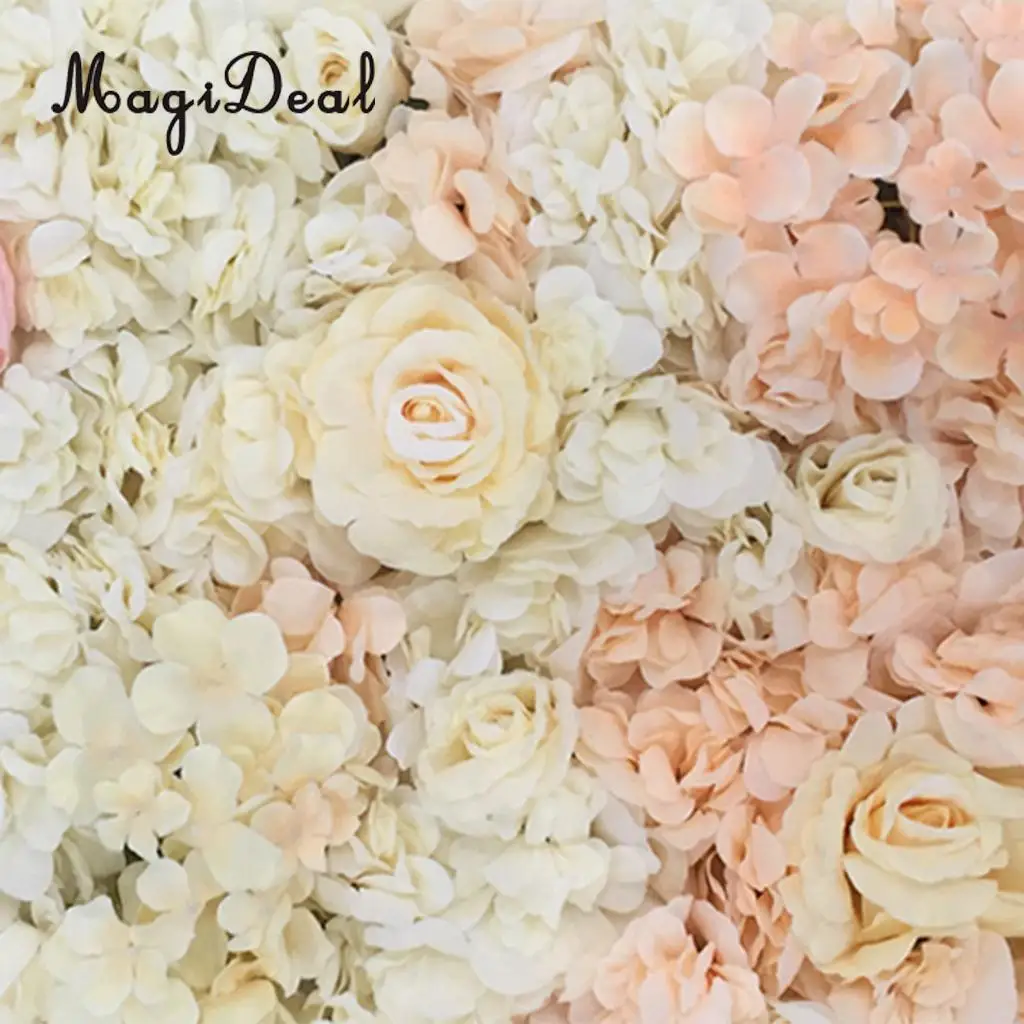 Romantic Artificial Flower Wall Panels Wedding Venue Roses Hydrangea Floral Decor Type A 5 Colors Choice	