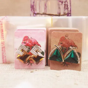 

5x4cm flower styles stud earring package card Dreamcatcher pattern small earring tag card Thank you tag card 50pc+50bag/lot