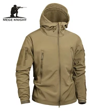 Mege Brand Solid color Tactical Men Sharkskin Softshell Autumn Winter Outerwear Military Clothing Jacket US Army