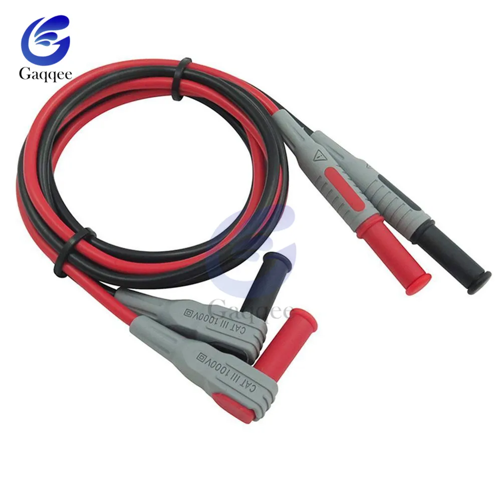 

1pair P1033 Multimeter Test Cable Injection Molded 4mm Banana Plug Test Line Straight to Curved Test Cable for Electric Testing
