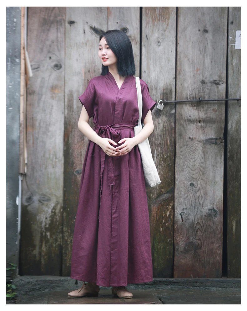v neck linen dress (9)