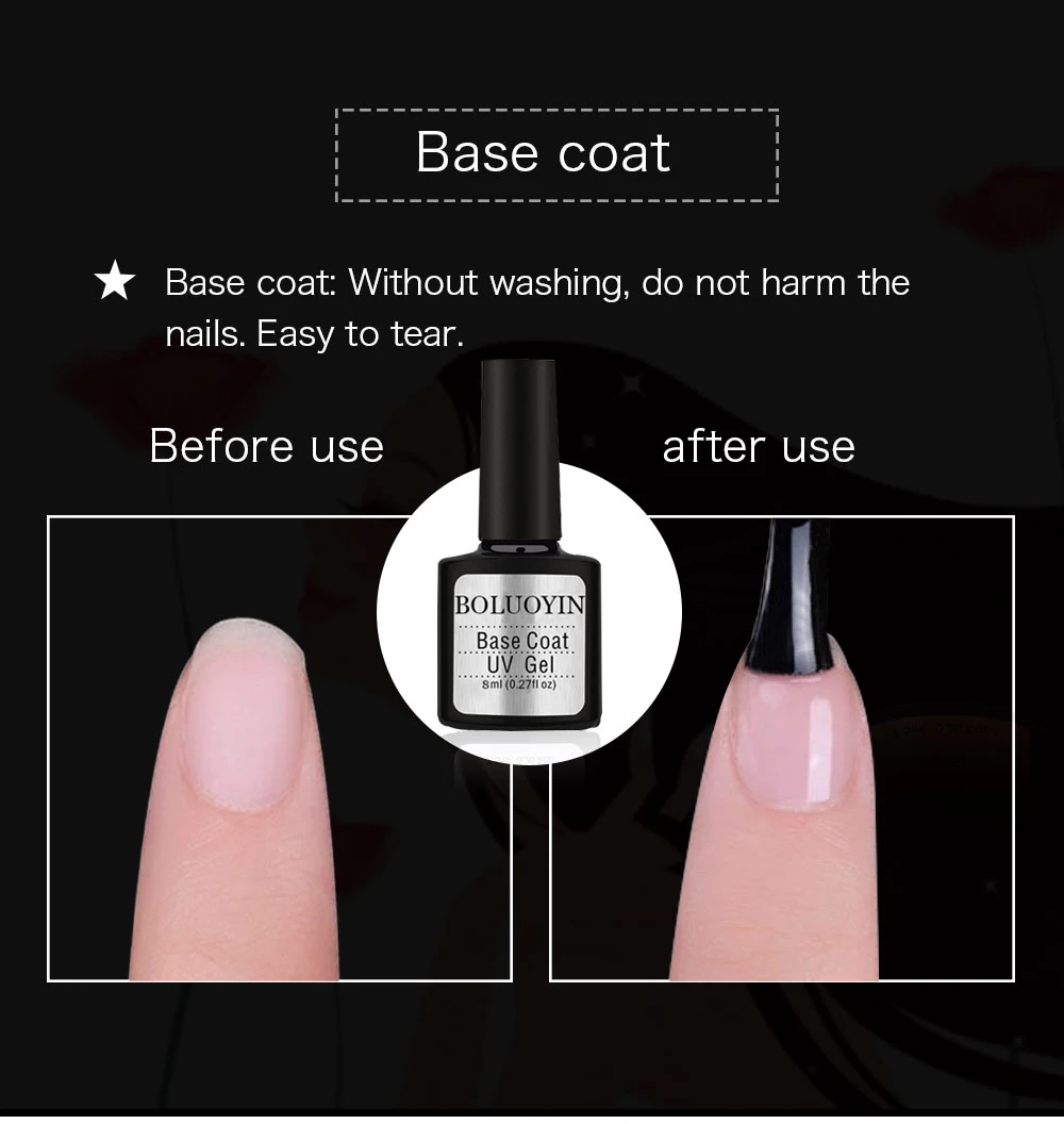 BOLUOYIN 2 шт. AliExpress шелушиться основа под лак Топ пальто Top Coat лак для ногтей ногти гель прозрачный Цвета