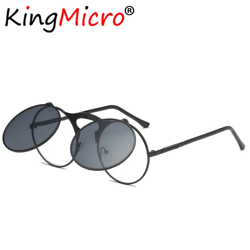 

Women Round Fip Up Sunglasses Men 2018 Vintage Steampunk Goggles Designer Shades Trend Metal Frame Unisex Sun Glasses UV400 Red