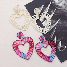 Heart Earrings for Women Multicolor Handmade Wicker Raffia Earring Bohemian Earrings Wedding Party Jewelry Oorbellen 2019 Heart Earrings for Women Multicolor Handmade Wicker Raffia Earring Bohemian Earrings Wedding Party Jewelry Oorbellen 2019