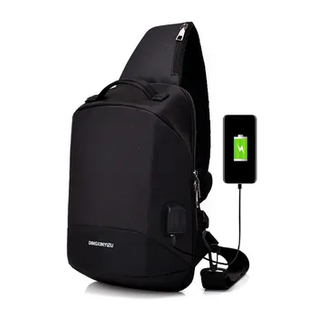

Outdoor Causual USB Charging Sling Bag Portable Men's Outside Leisure Chest Bag