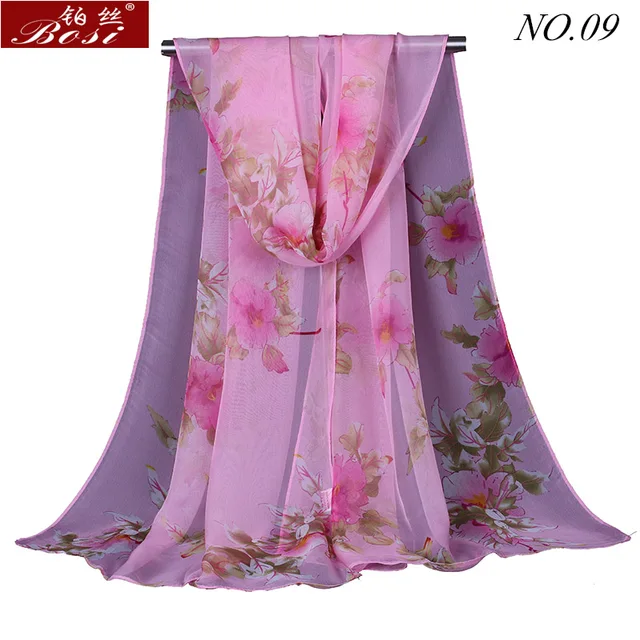 Silk scarf print shawls for women
