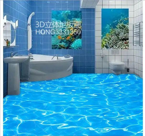 Custom photo Waterproof floor wallpaper 3 d sea water ripple 3d mural