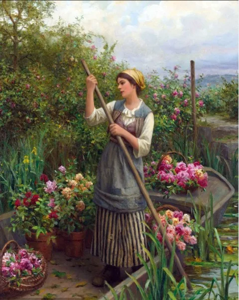 

Embroidery Boating along the river Pluck flowers woman Needlework 14CT Unprinted DIY Cross Stitch Kits Handmade Arts Decor