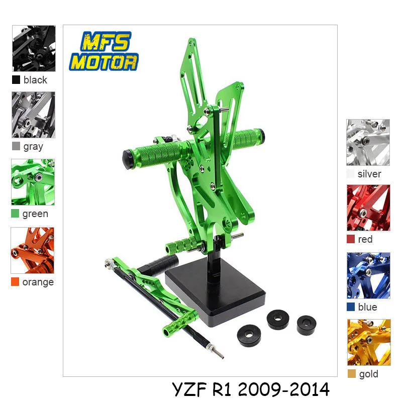 

For Yamaha YZF R1 2009-2014 Motorcycle Foot Pegs CNC Adjustable Rearset Foot Rests 2010 2011 2012 2013 Footrests Footpegs Pedal