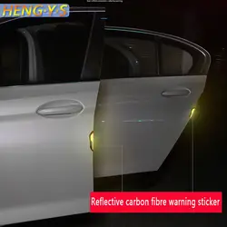 4 шт. Автомобильная дверь анти пилка для ногтей для автомобильного стайлинга светоотражающий предупреждающий стикер из углеродного