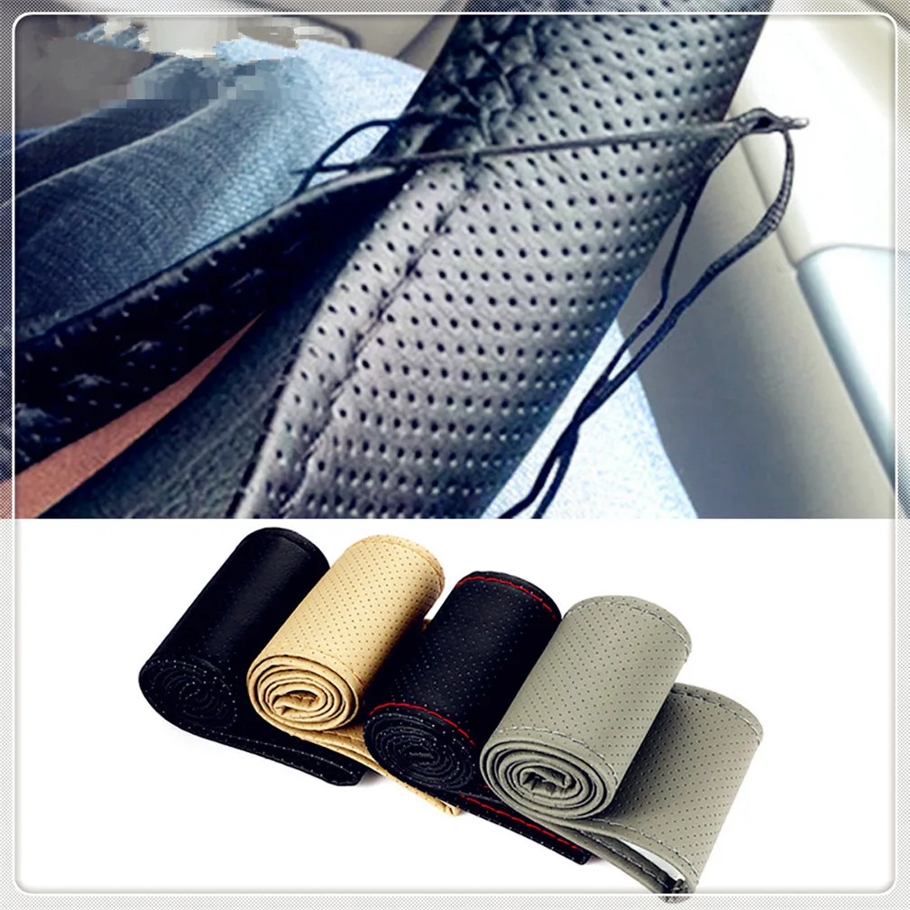 

Car Braid Wheel Steering Cover Thread leather 38cm Auto for Toyota V Hilux Land Cruiser Avanza Carina Celica Corona