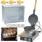 Best Price as low as $215.00 2 in 1 Commercial Use Non-stick 110v 220v Electric Eggettes Bubble Waffle Baker Maker Machine and Electric Warmer Showcase