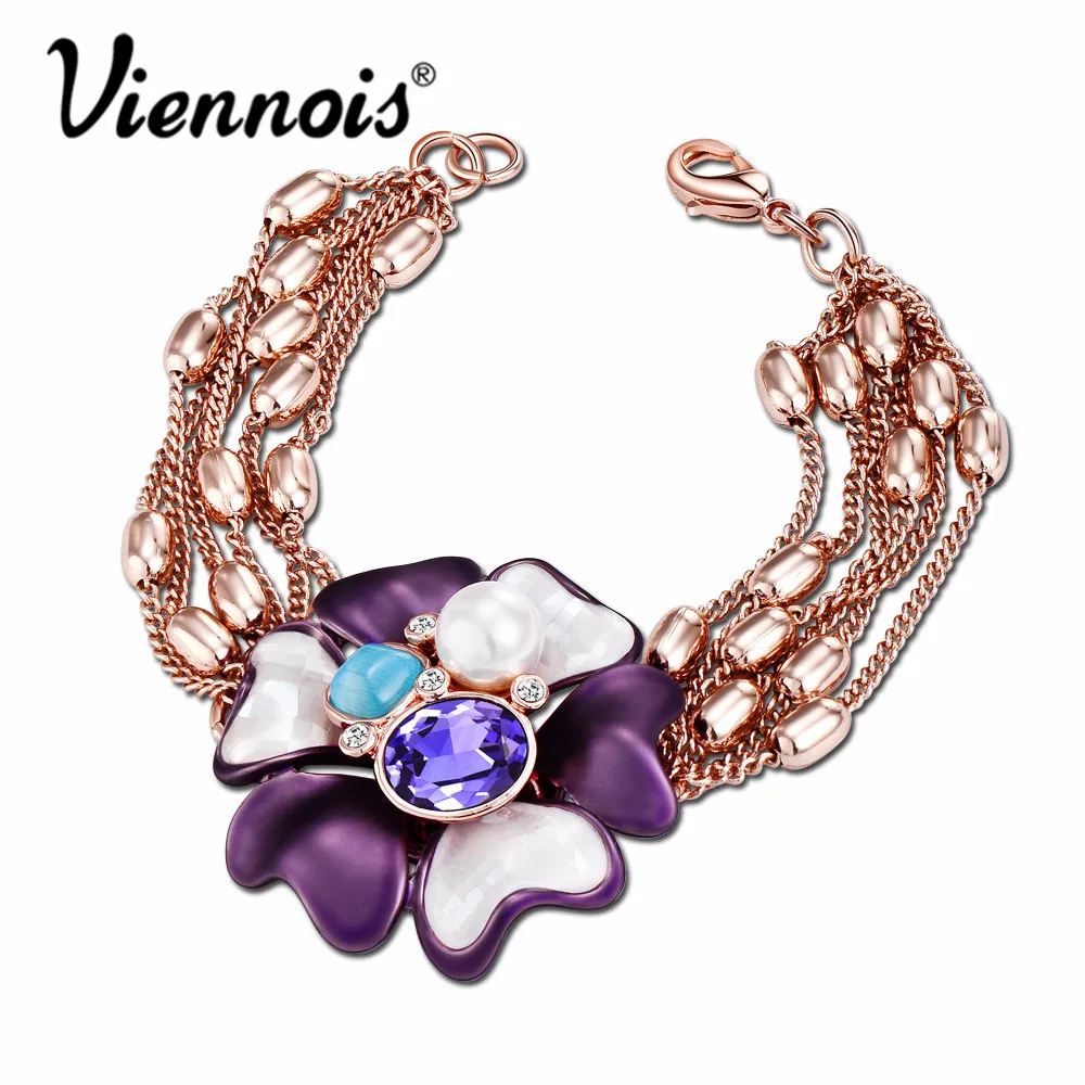 Viennois цветок в Корейском стиле Дизайн Многослойные очаровательыне браслеты и для