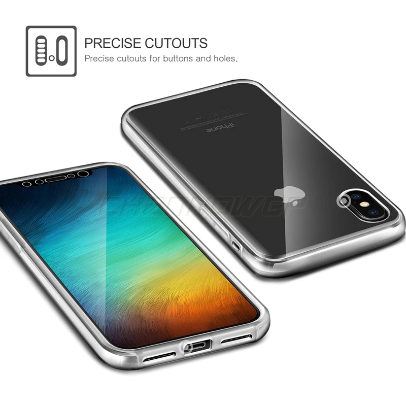 360 прозрачный двойной силиконовый чехол для iPhone XS Max XR X с полным покрытием 6 6S 7 8 Plus