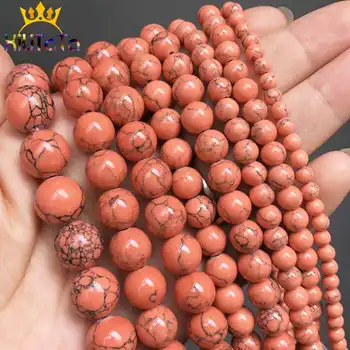 

Synthetic Orange Turquoises Beads Round Loose Stone Beads For Jewelry Making DIY Bracelet Necklace 15'' Pick Size 4/6/8/10/12mm