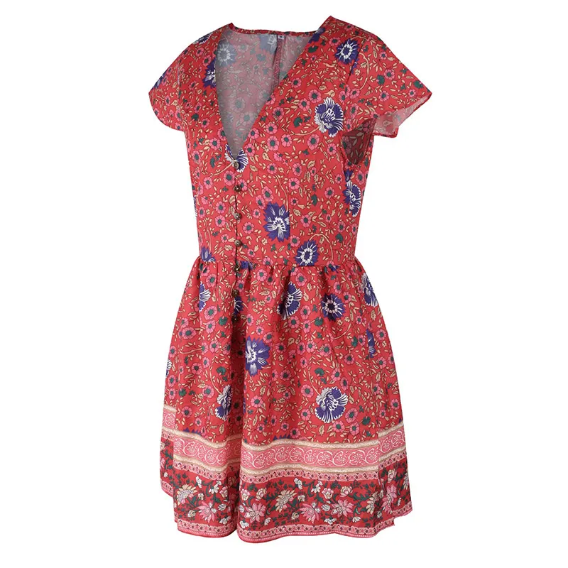 Forefair Retro Boho Dress Mini Summer (6)