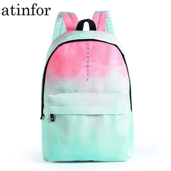 

Brand Design Fashion Canvas Backpack Women Small Fresh Student Simple Pink Green Color School Bag for Female
