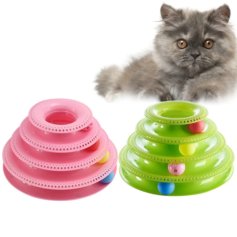 Pets Interactive Toys Cats Three-tier Turntable Pet Intellectual Track Tower Funny Cat Toy Plate 4 Balls 3 Balls